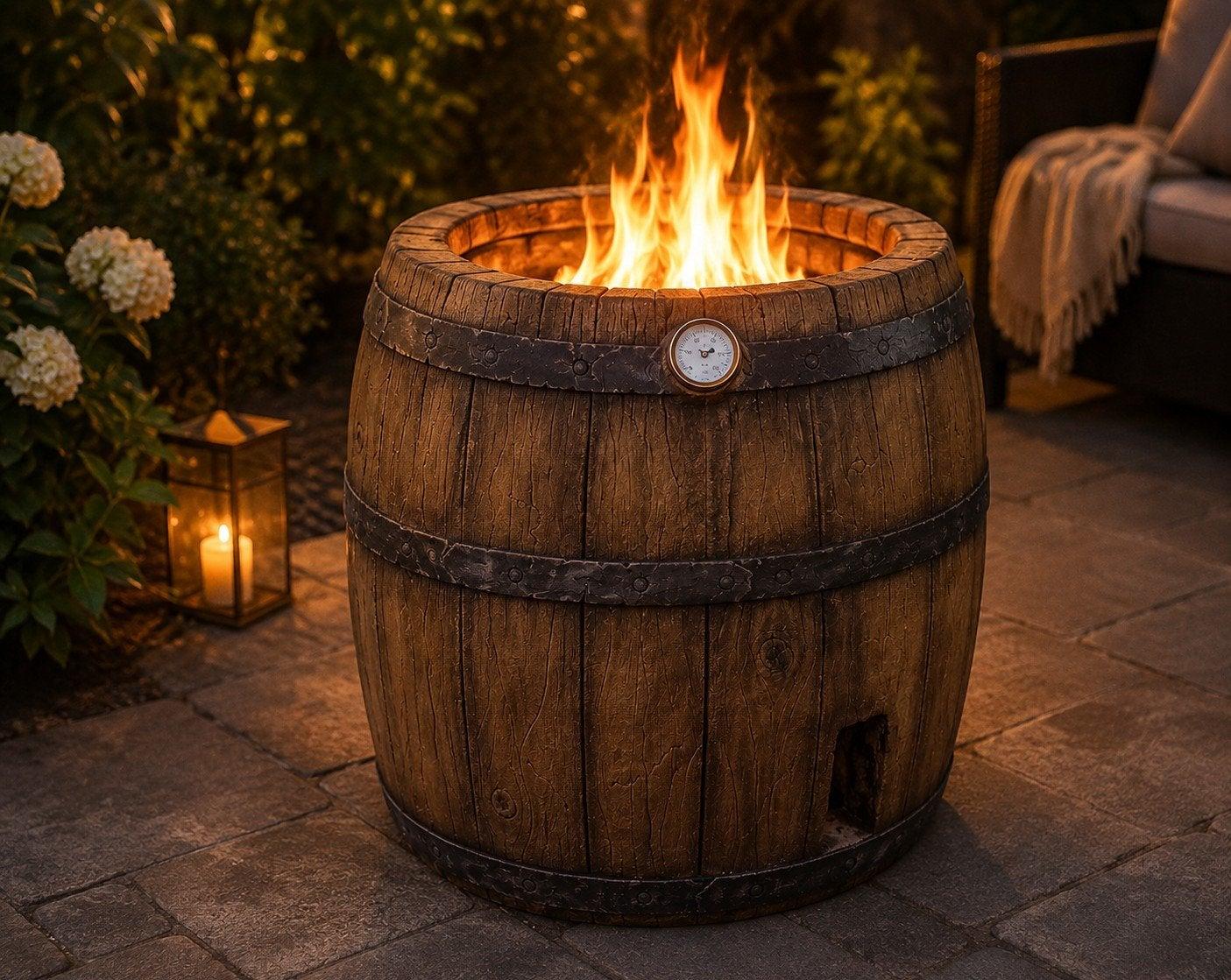 Feuertonne im Weinfass-Stil mit Thermometer - photo 3