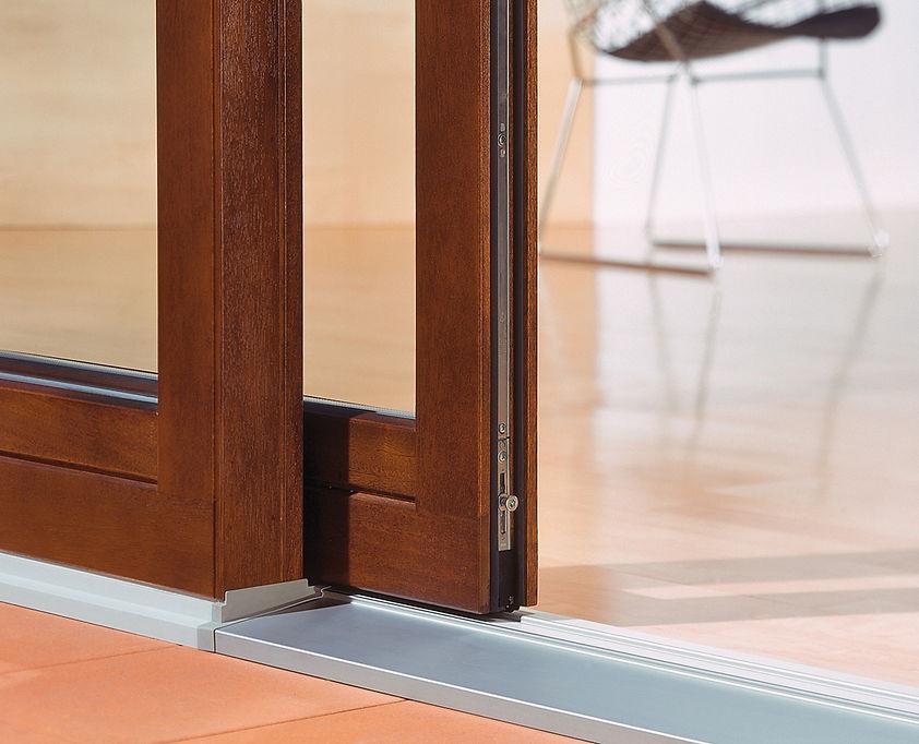 Large format glazing detail with wooden frame